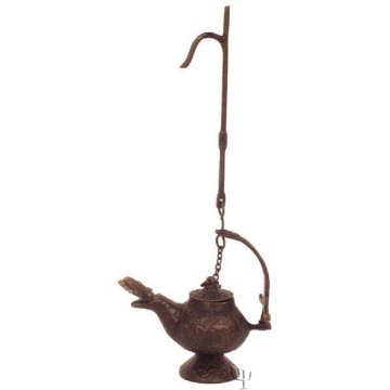  Hanzla Collection Patina Antique Finish 11 Brass Genie Oil Lamp  Collectible Aladdin Chirag Incense Burner : Home & Kitchen