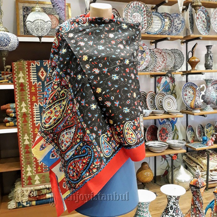 Red and Black Turkish Shawl Definition of Elegance with a Blend of