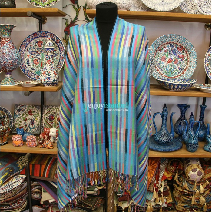 Turkish Shawl Reversible Silky Viscose Striped