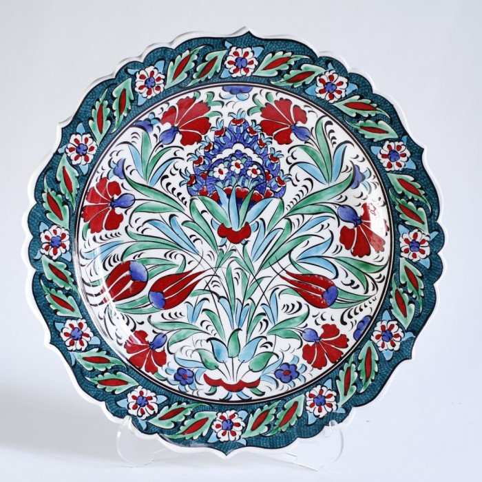 Cm Hand Painted Turkish Iznik Ceramic Plate With Tulip And