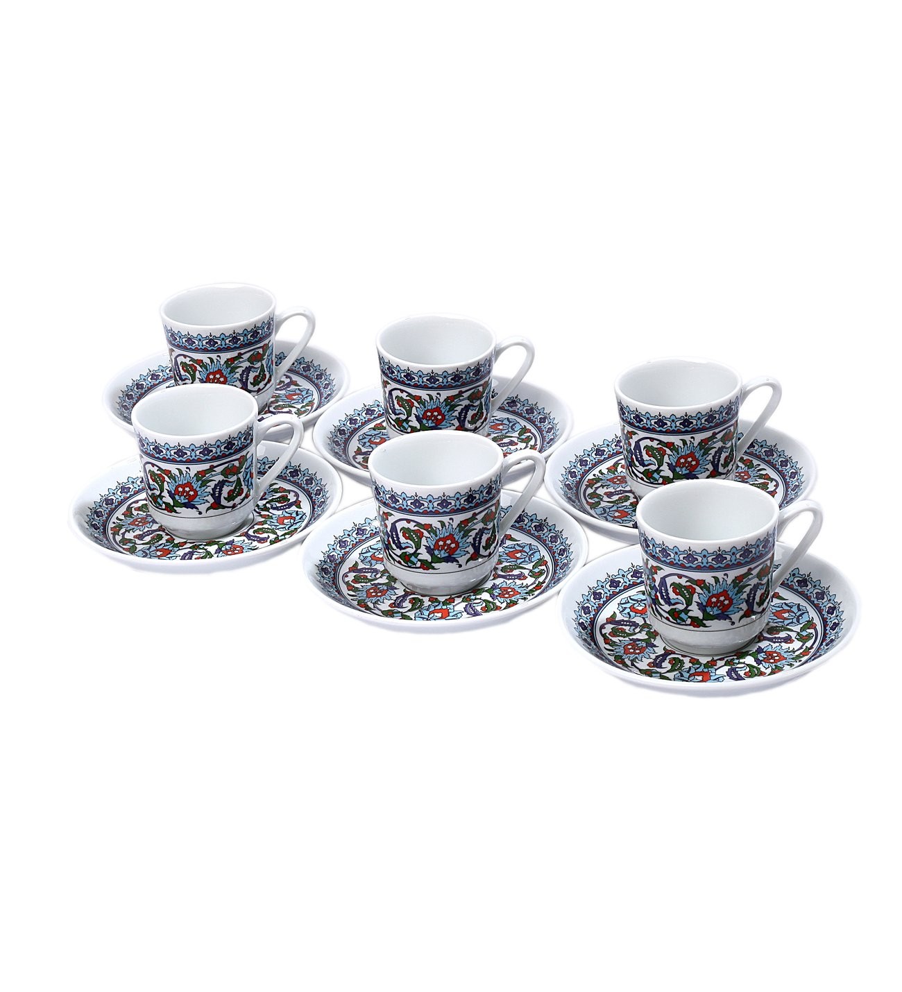 12pcs. Porcelain Turkish Coffee Cup Set - Topkapi
