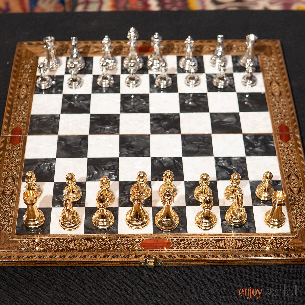 Custom Chess Set - Rosewood Chess Board Storage Box with Personalized Plate