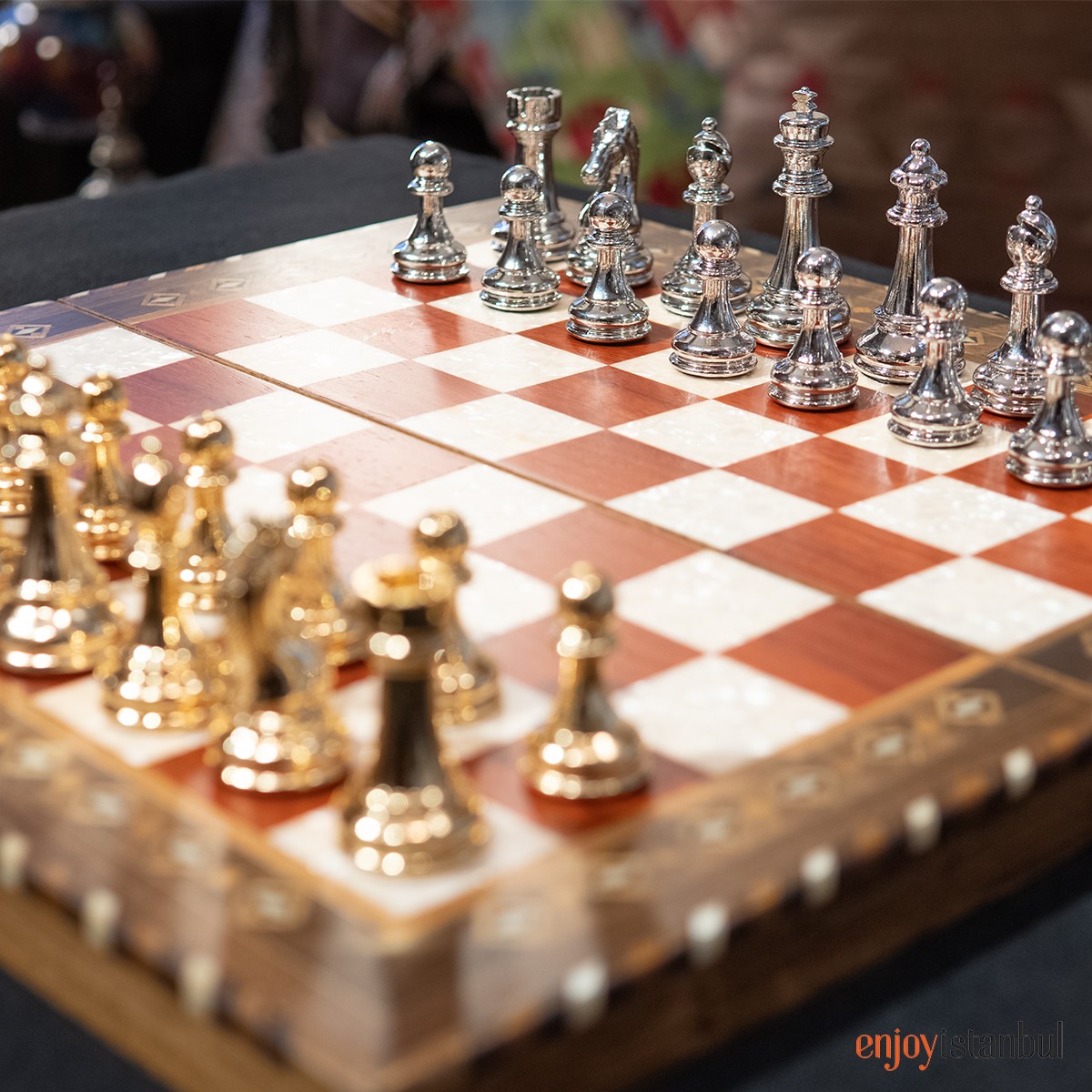 British Metal Chess Pieces With Ceramic Chess Board On Handmade Wood, Chess  Set