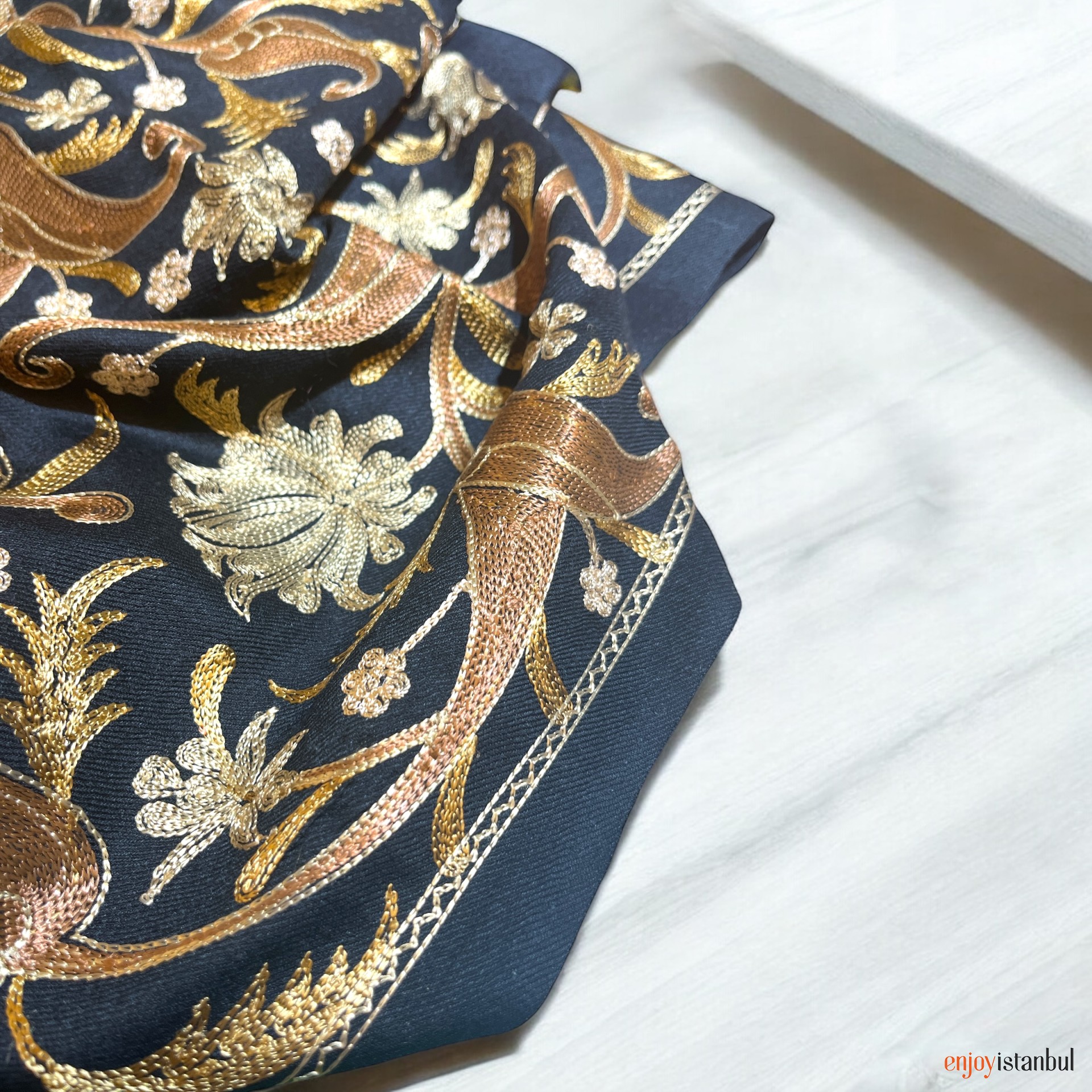 Elegant Handwoven Shawl with Gold And Brown Green Multicolor