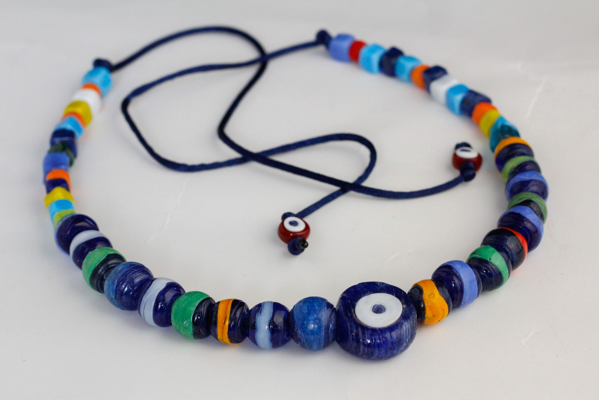Handmade Multicolor Evil Eye Beaded Necklace of 100% Natural Glass
