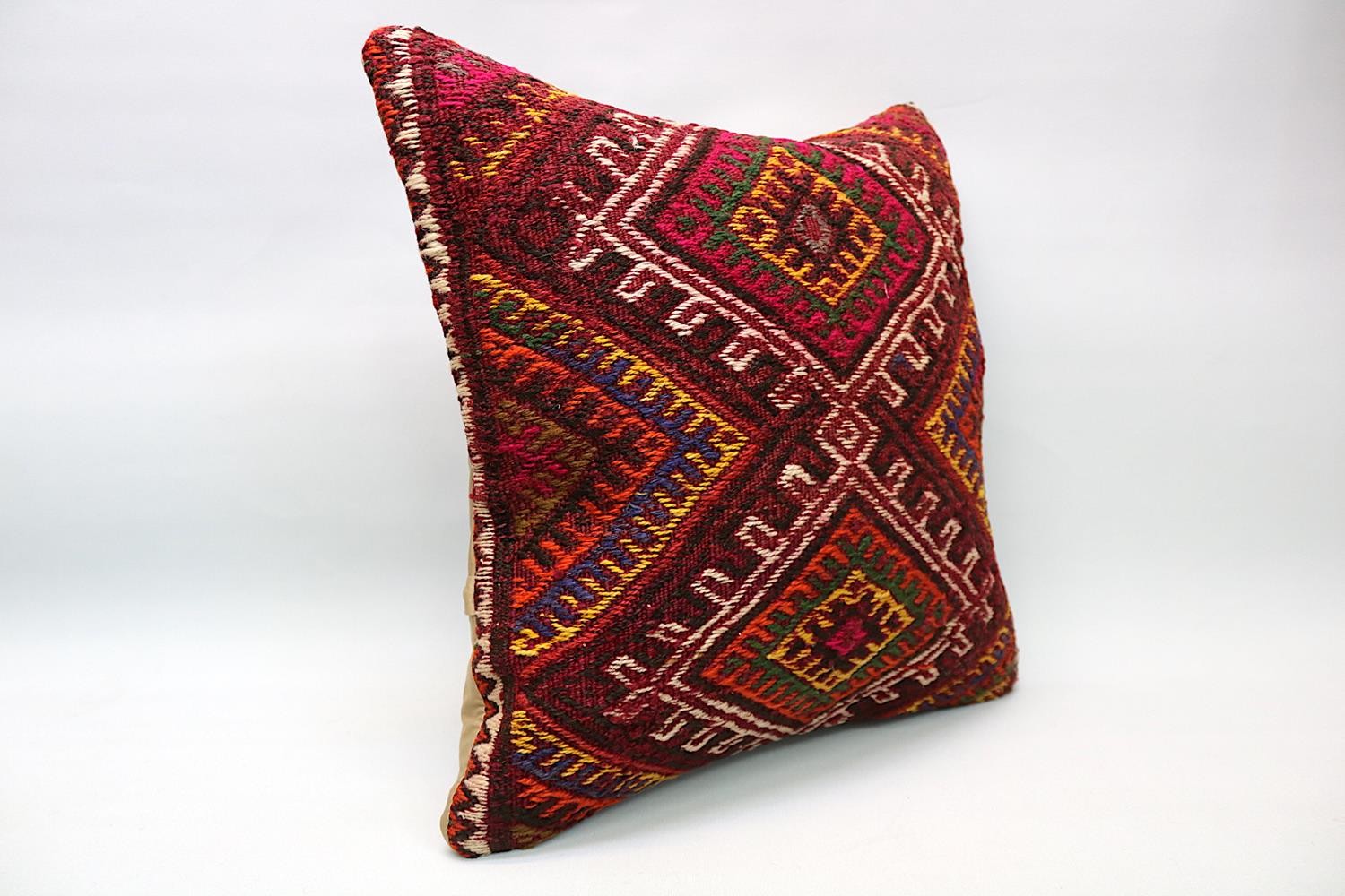 Kilim Pillow Throw Pillow Living Room Pillow Home Decor Pillow 18x18 Red Pillow Rug Pillow Oriental Case Turkish Pillow