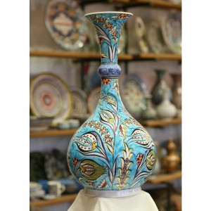 Iznik Design Ceramic Vase -Tulip Design - Turkish Home Decoration - Floor  Vase -21''/51 cm Height